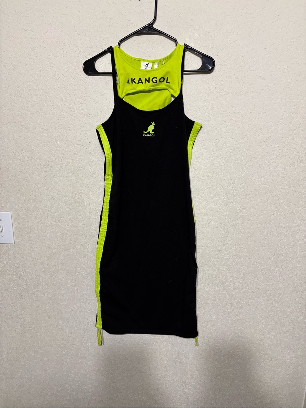 Kangol Black and Neon Green Tank Dress